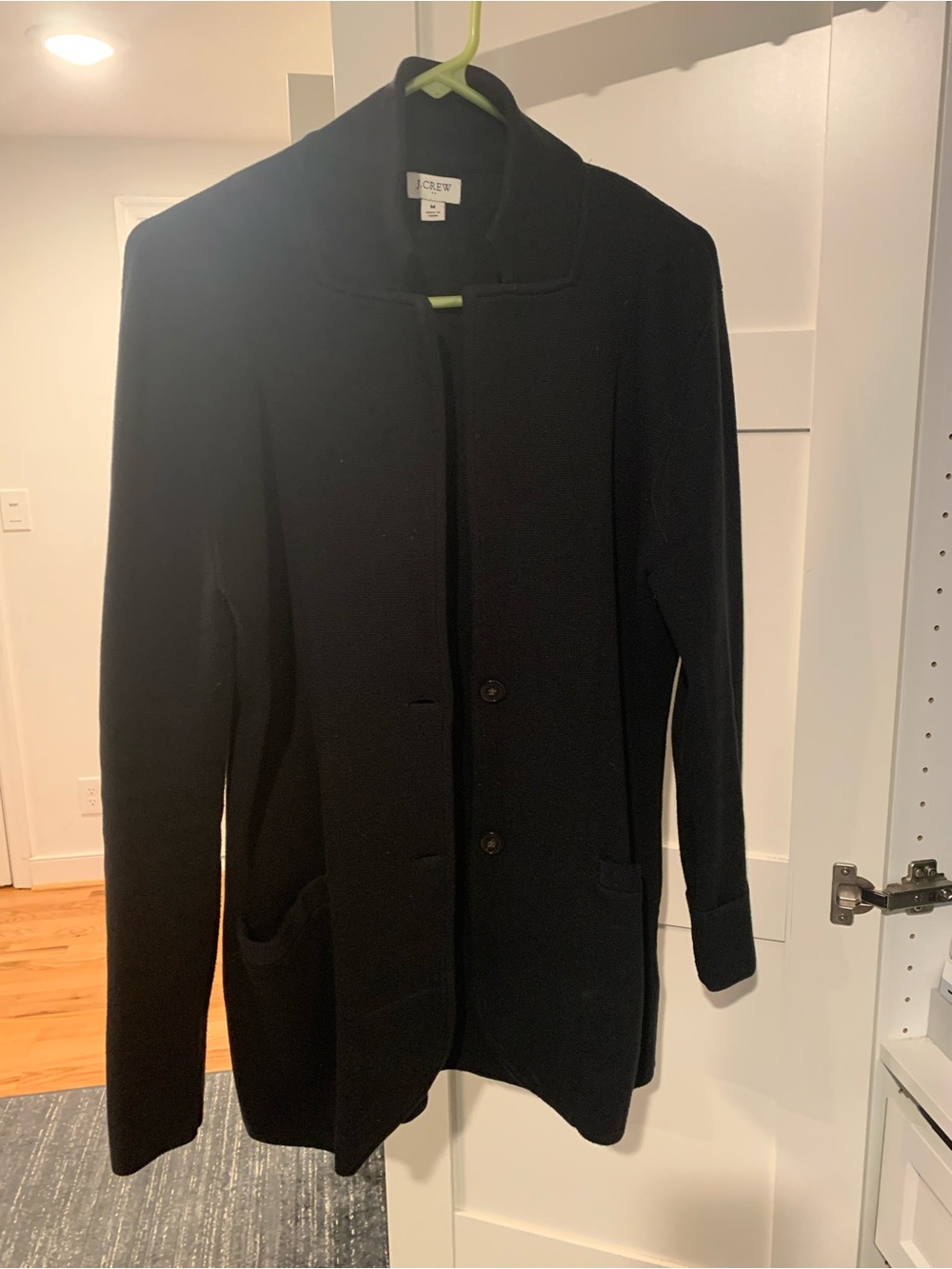 J. Crew Women's Black Knit Button-Up Sweater Blazer